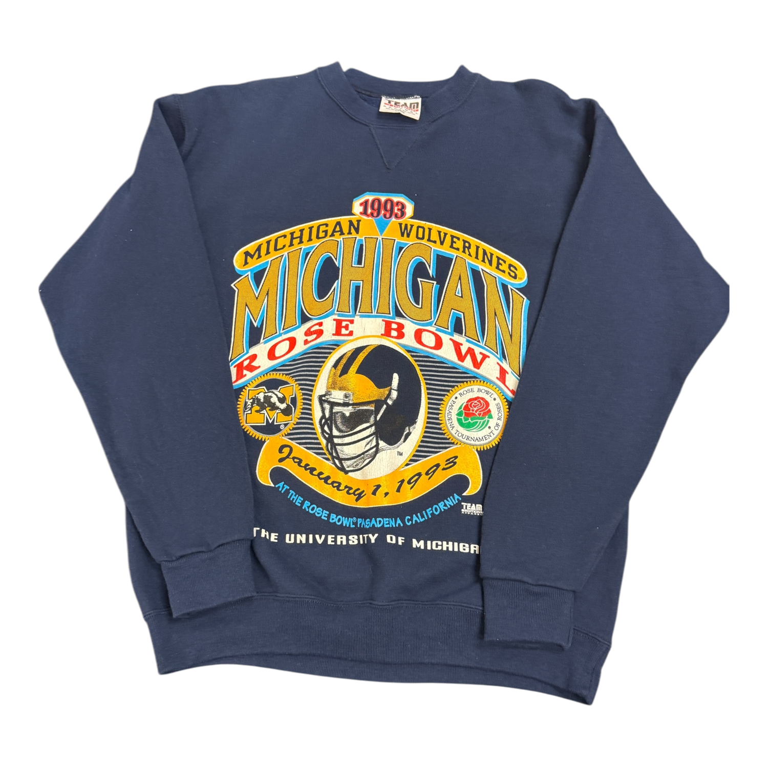 Navy Blue 1993 Michigan vs Wolverines Rose Bowl Crewneck