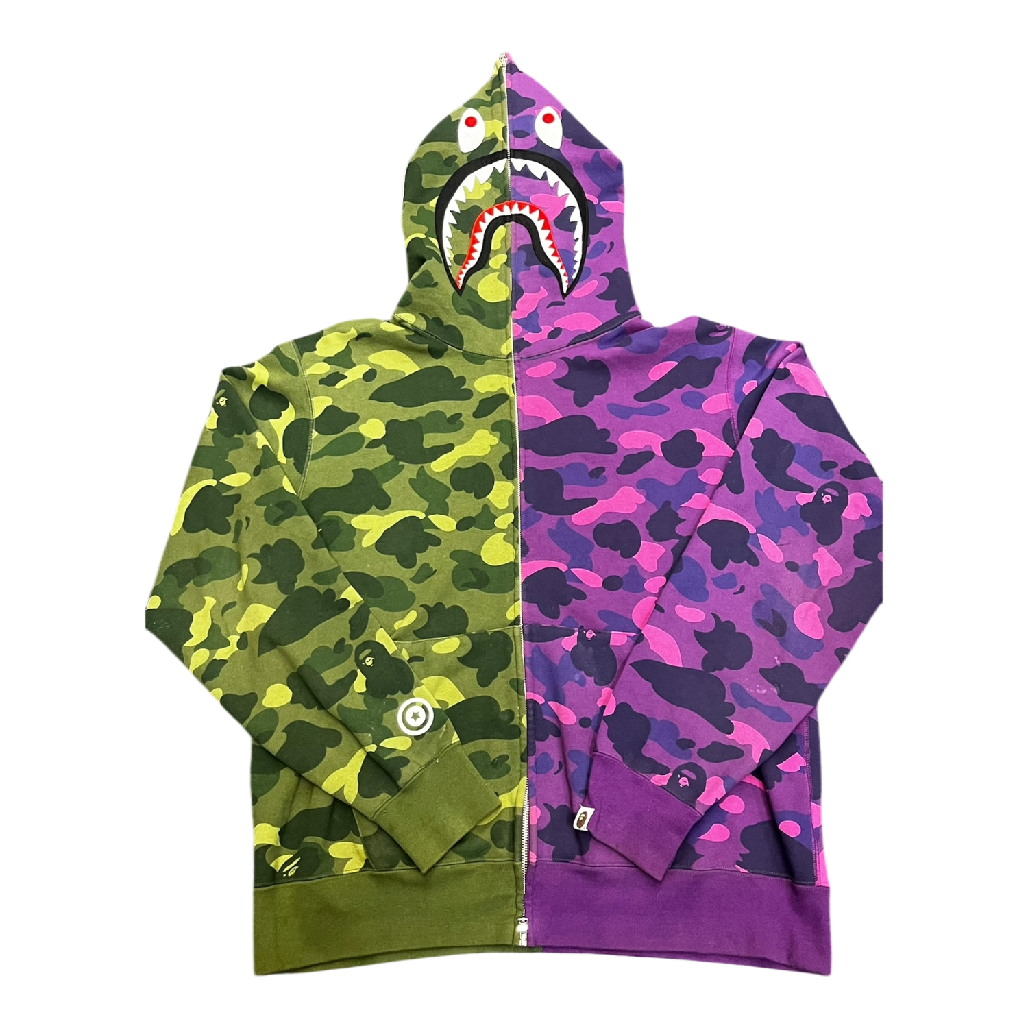 BAPE Color Camo Shark Full Zip Hoodie Green/Purple