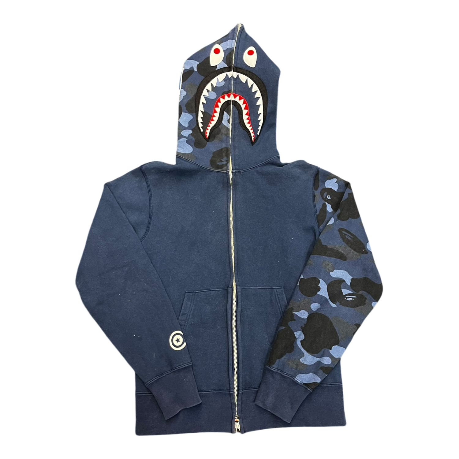 OG BAPE Blue Camo Full Zip Shark Hoodie