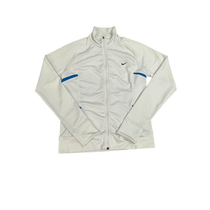 White w/ Blue Stripe Nike Track Jacket