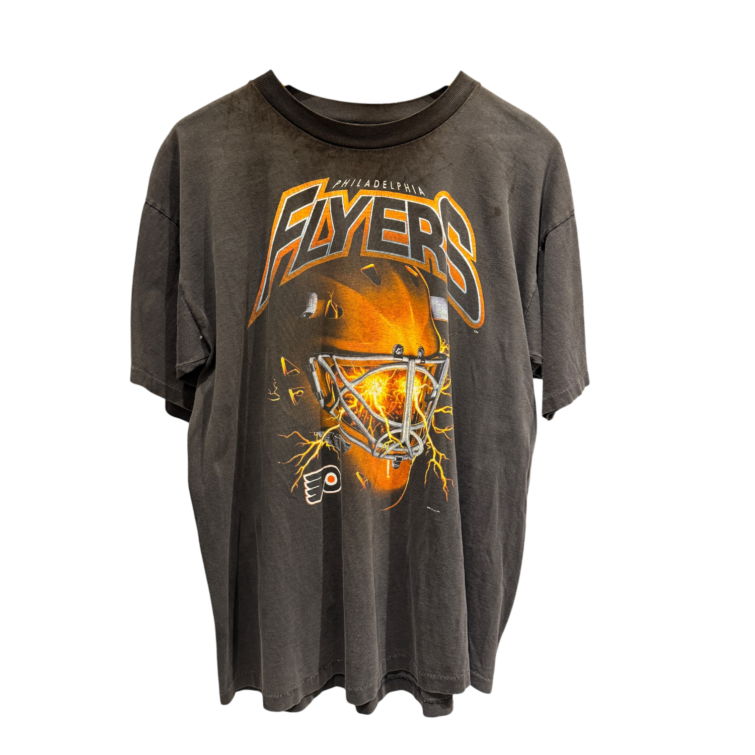 Faded Black Philly Flyers Helmet Tee