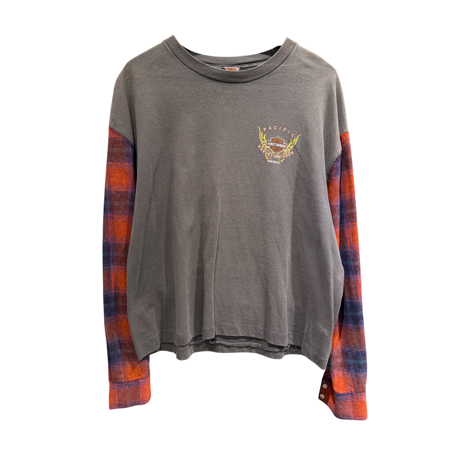 Grey with Plaid Harley Davidson Hawaii Pacific Long Sleeve