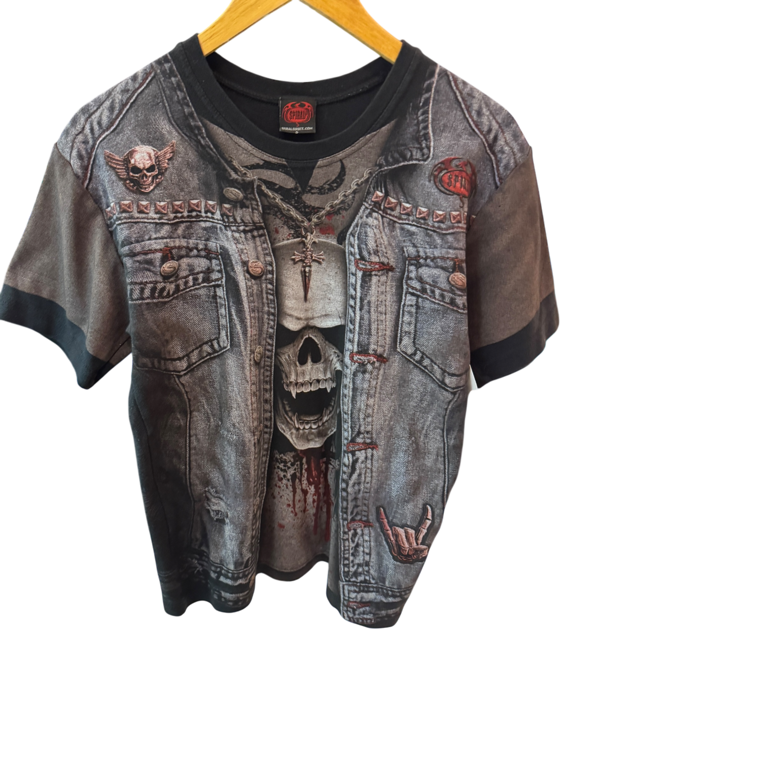 Black Jean Jacket Print w/ Skulls Tee