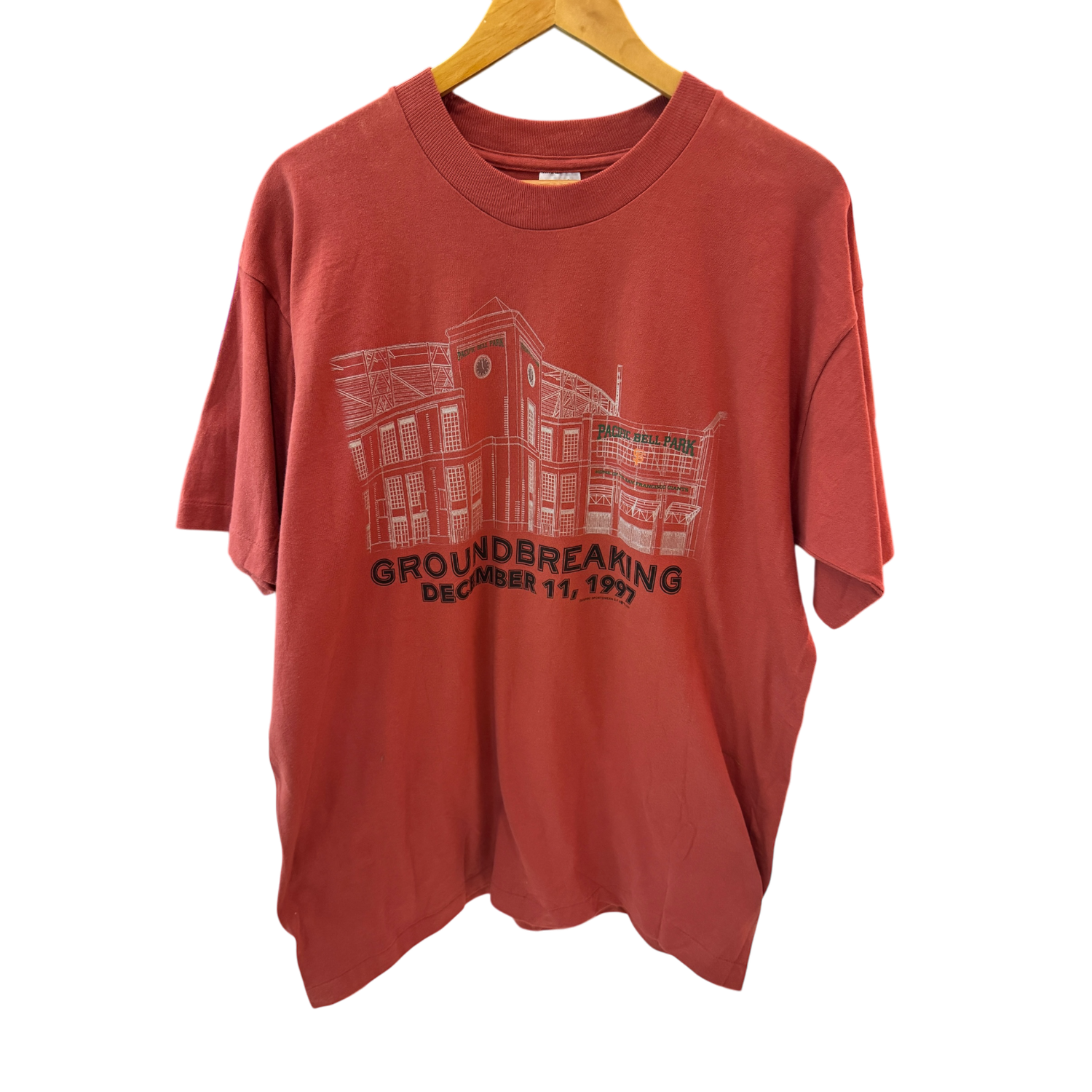 Red Ground Breaking Pacific Bell Park Tee