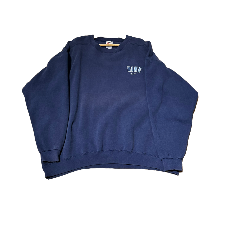 Navy Nike White Swoosh Crew