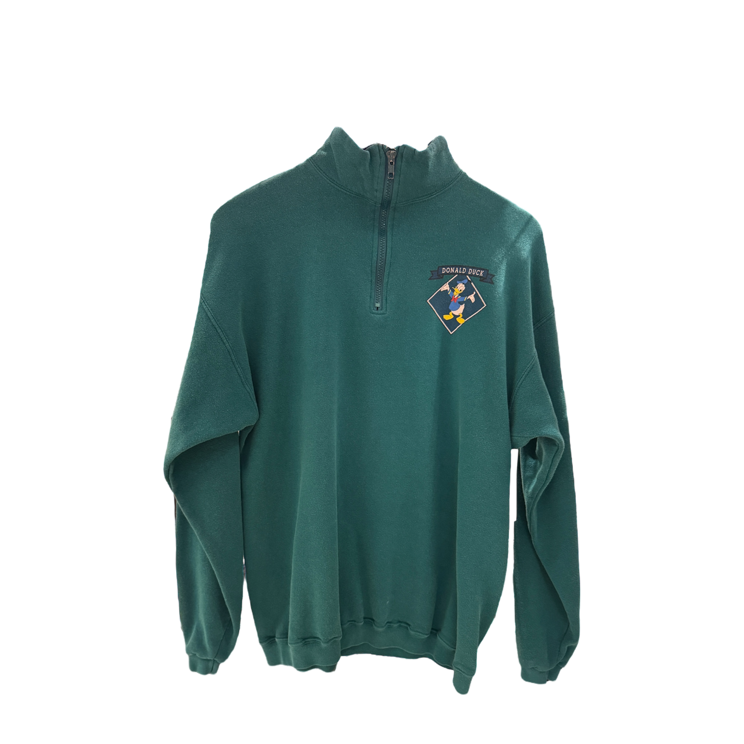 Green Donald Duck Quarter Zip Sweater