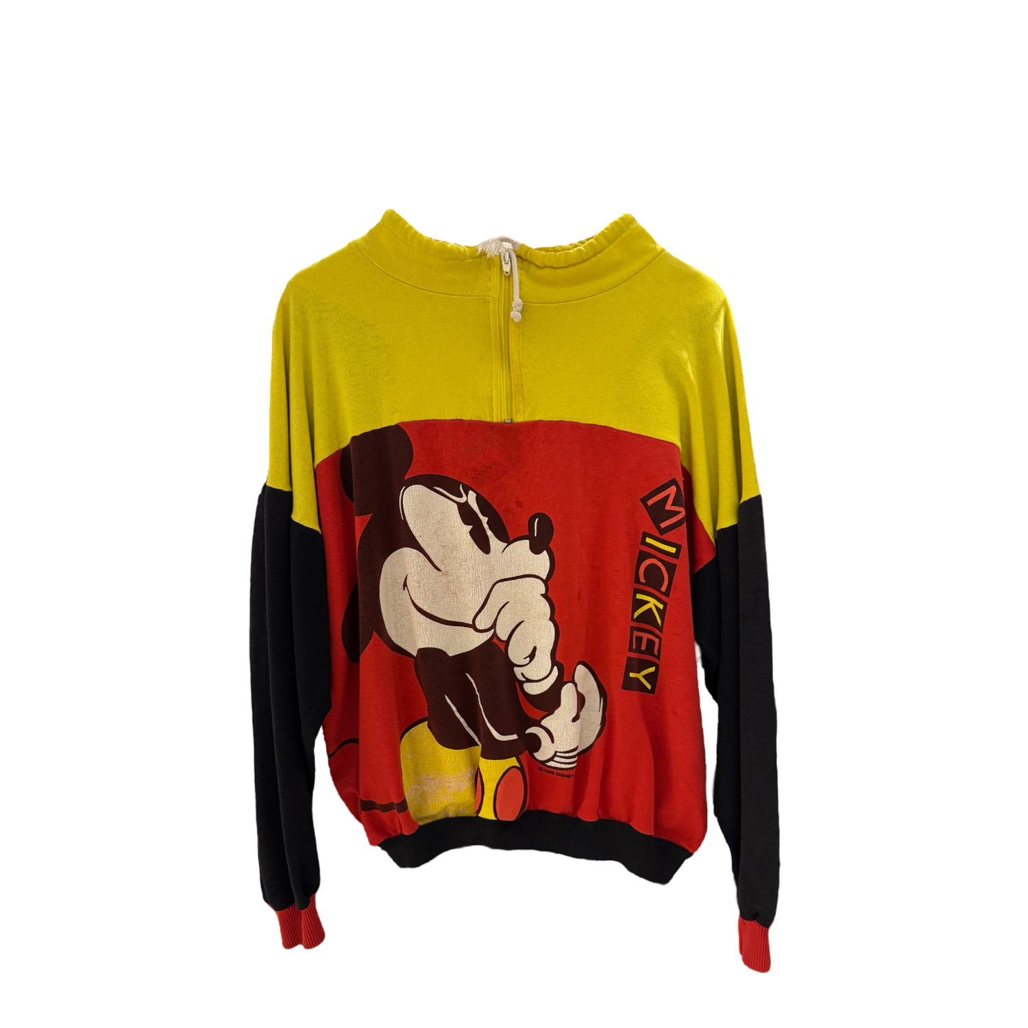 Yellow/Red Mickey Crewneck Quarter Zip Sweater