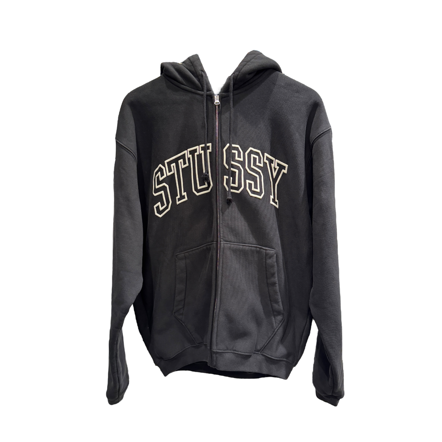 Stussy Outline Zip Hoodie “Washed Black”