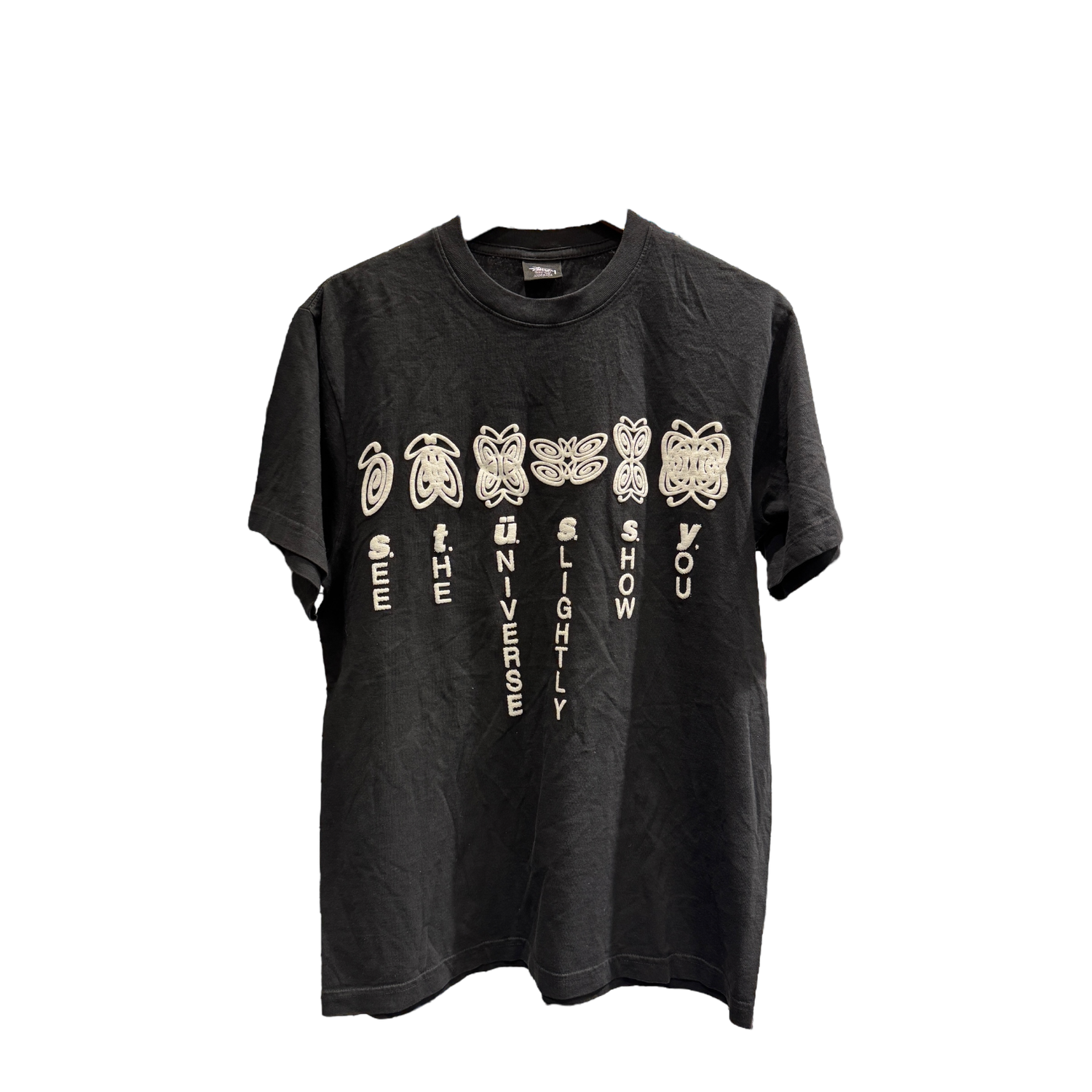 Black Stussy Universe Butterfly Tee