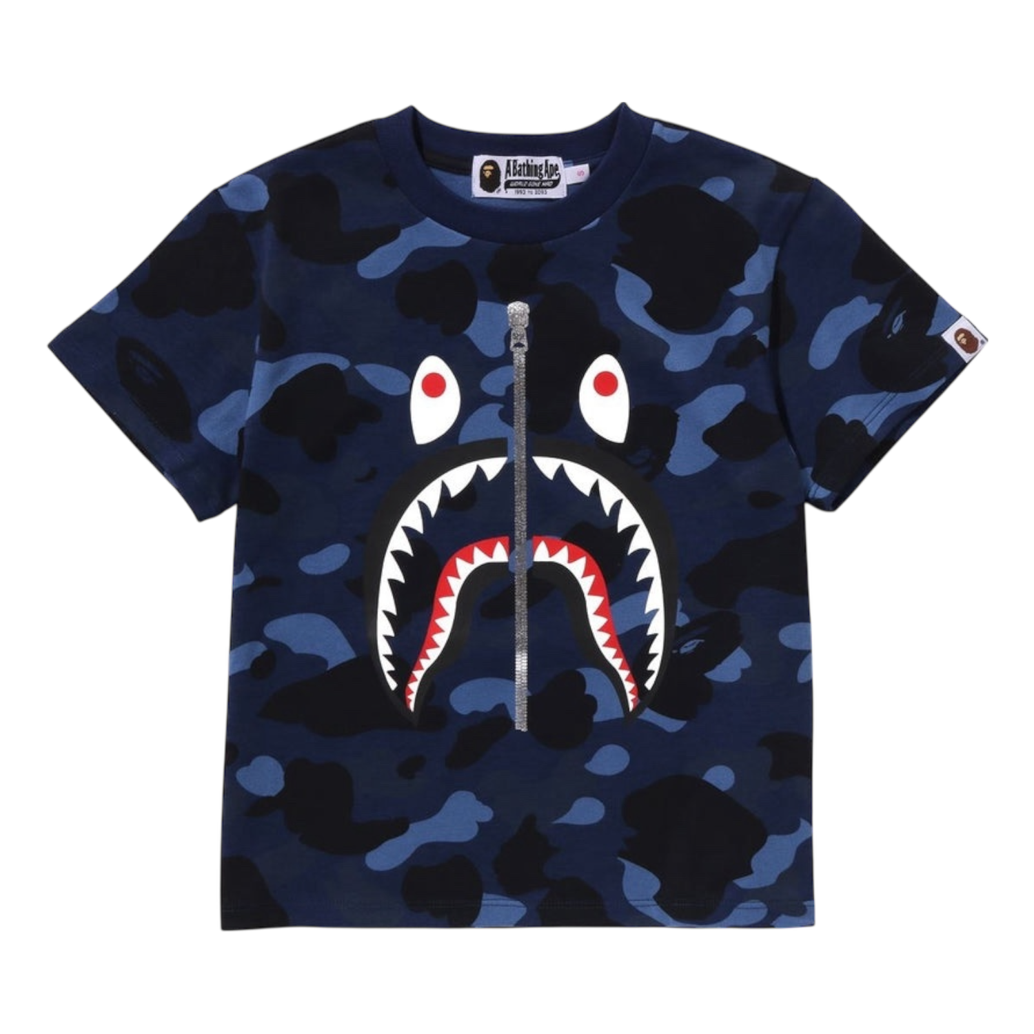 Bape Blue Camo Shark Tee, Size: M