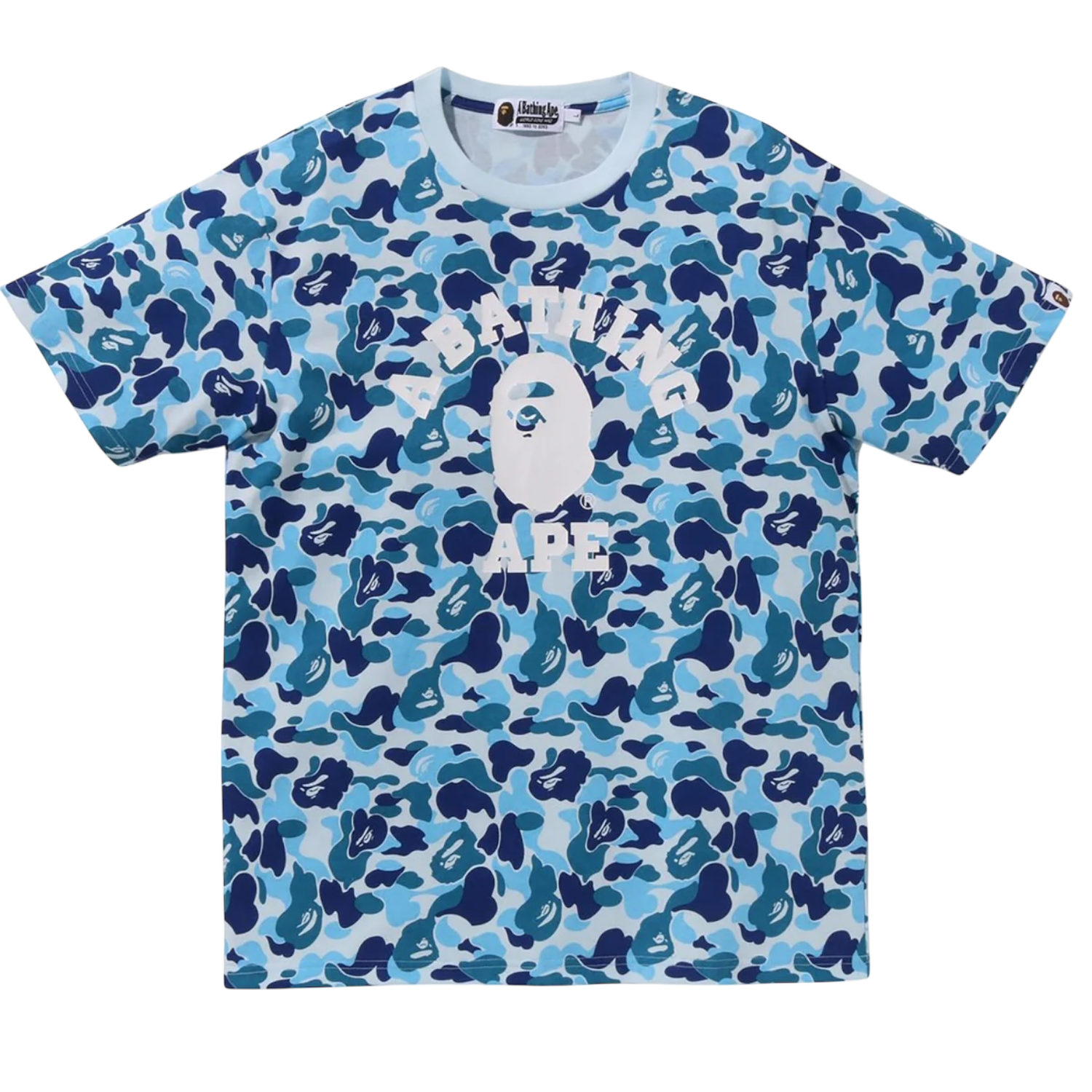 Bape Blue Camo College Tee, Size: S