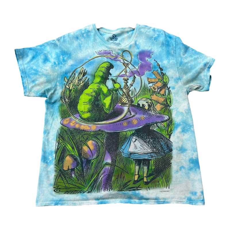 Tye Dye Liquid Blue Alice n Wonderland Tee