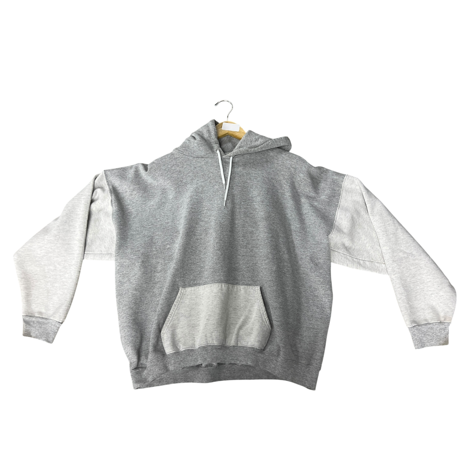 Vintage Grey/White Hanes Hoodie, Size: L