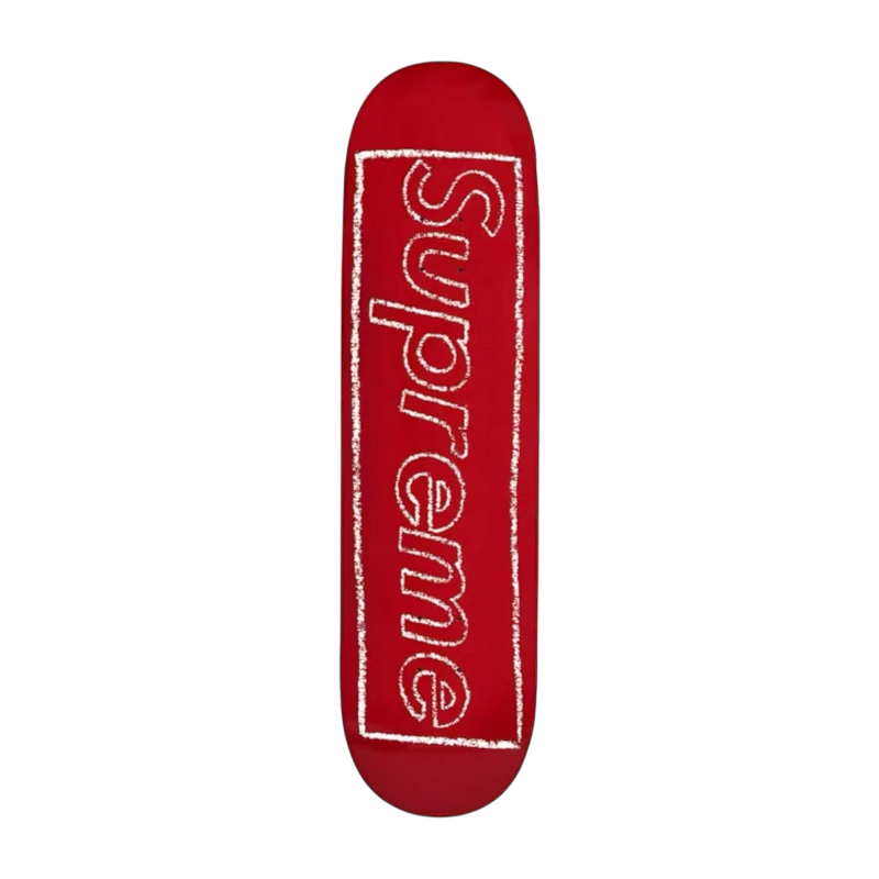 Supreme KAWS Red Chalk Logo Skateboard Deck`