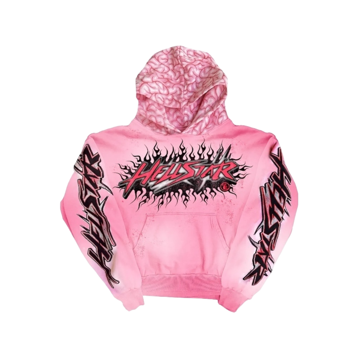 Hellstar Brainwashed With Brain Hoodie Pink, Size: 2XL