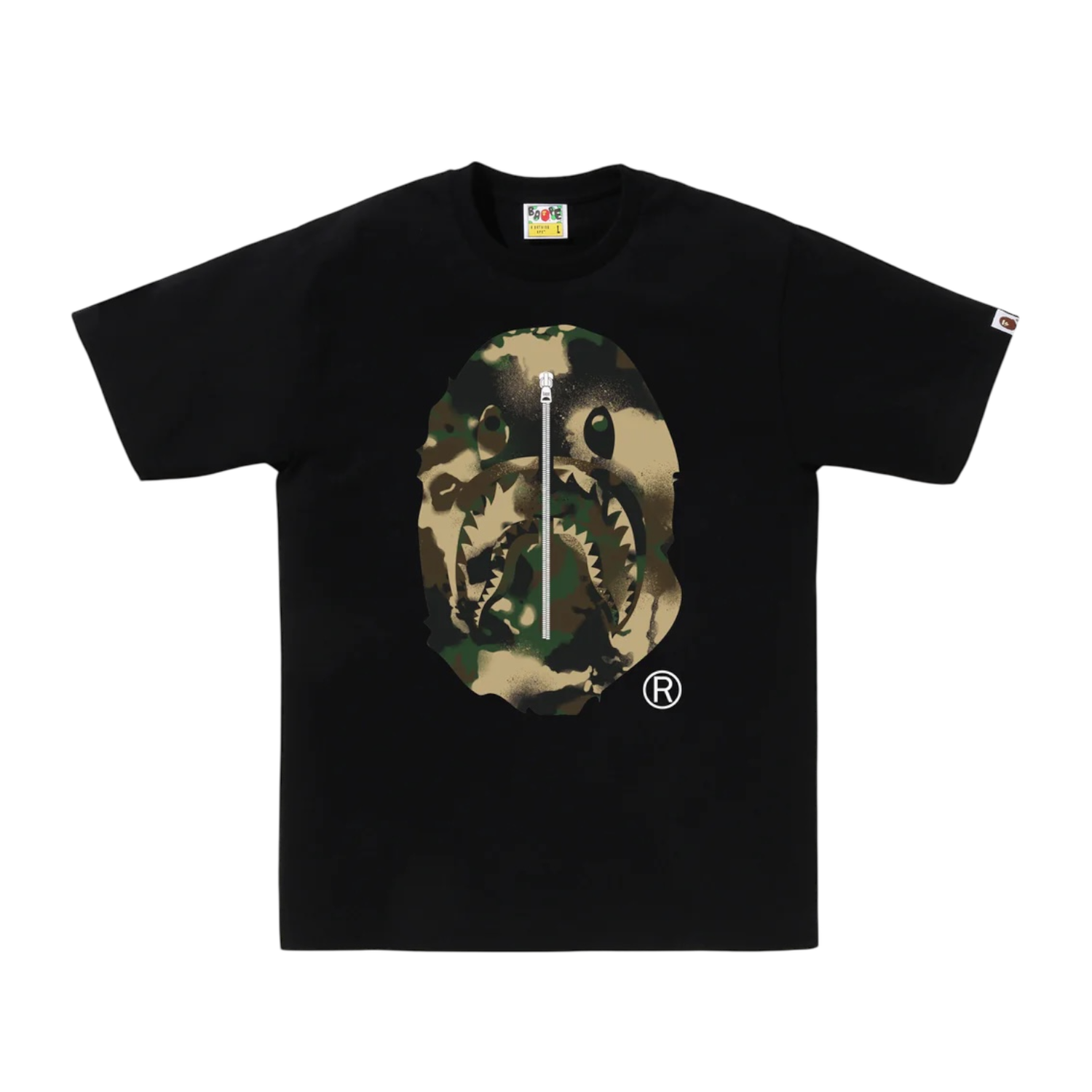 Bape Map Camo Head Shark Tee, Size: L