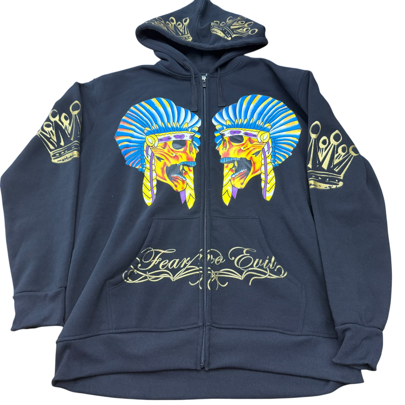 Ed Hardy Fear No Evil Skull Zip Hoodie