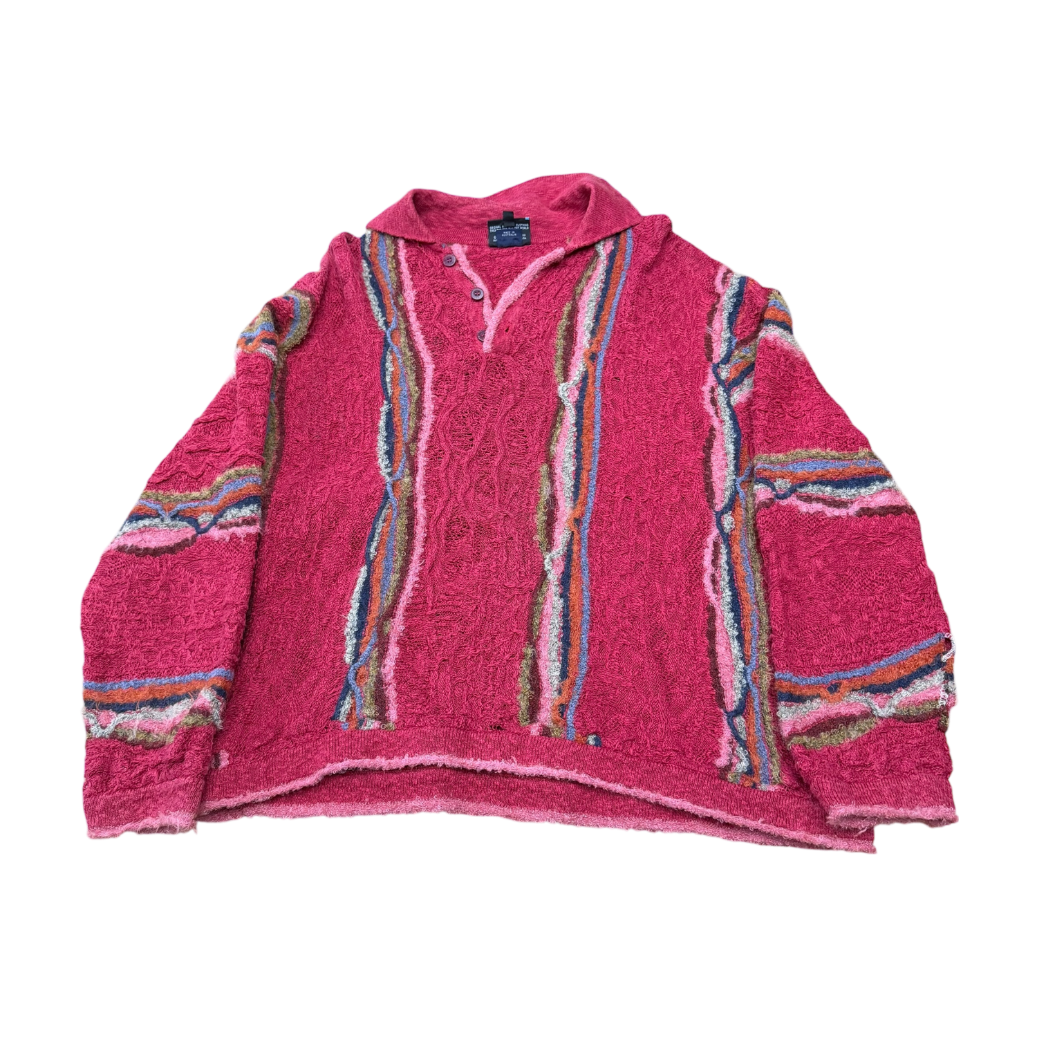 COOGI Australia Pink 3D Knit Wool Hoodie Sweater