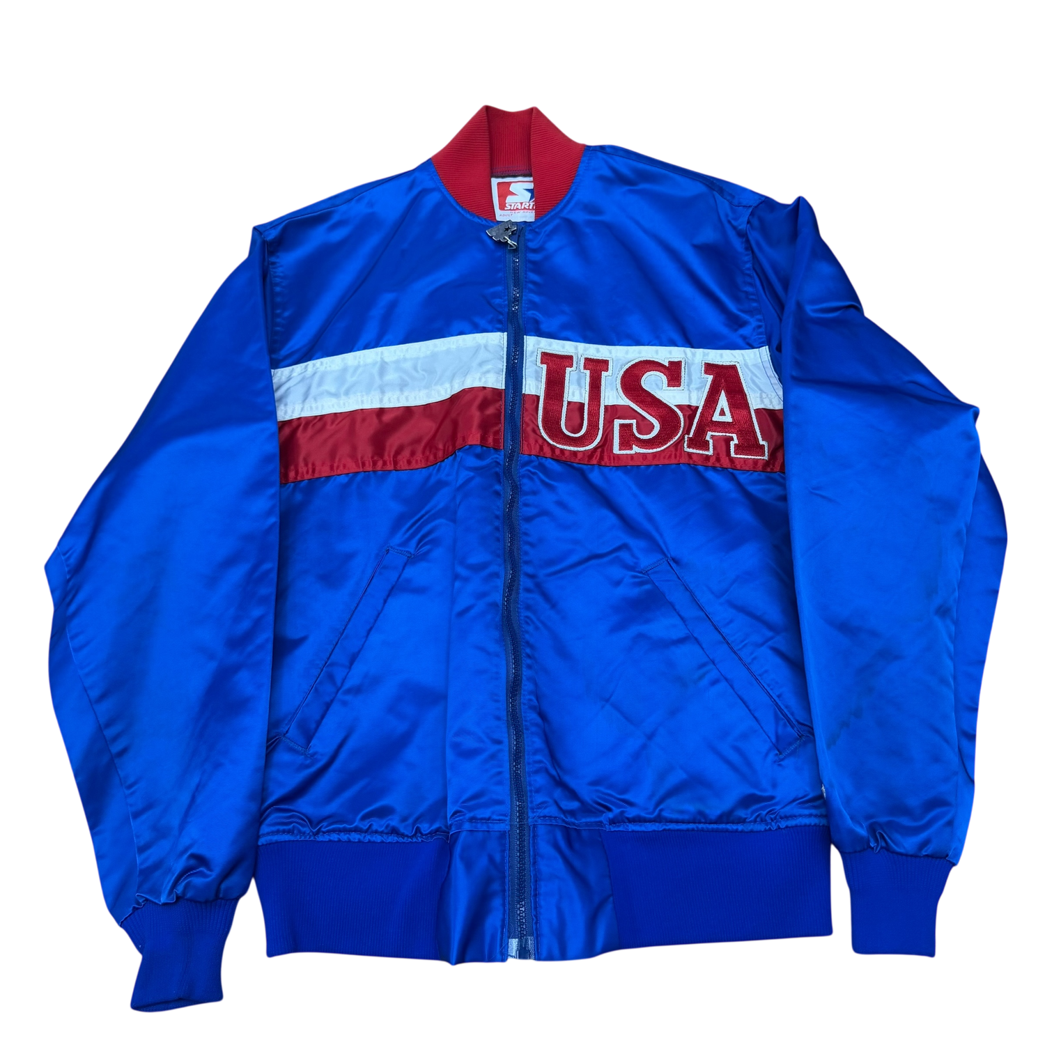 Starter Team USA Olympics Satin Full Zip Bomber Jacket