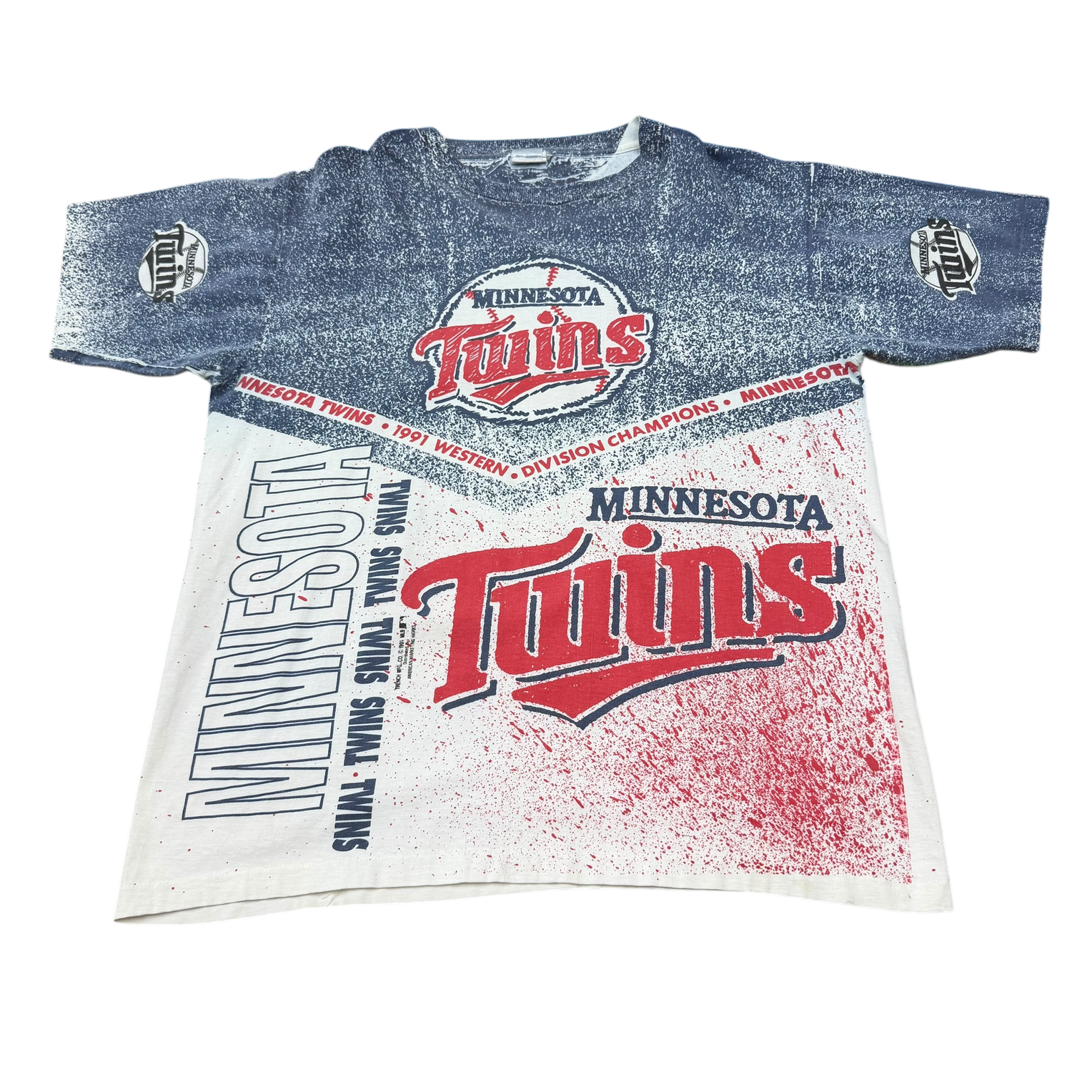 Minnesota Twins MLB 1991 World Series All Over Print Graphic T-Shirt