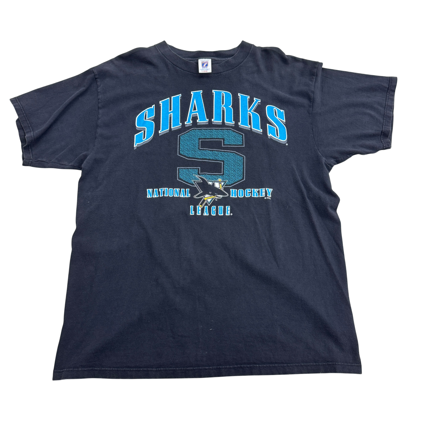 90s San Jose Sharks Logo 7 NHL Graphic, Size: XL