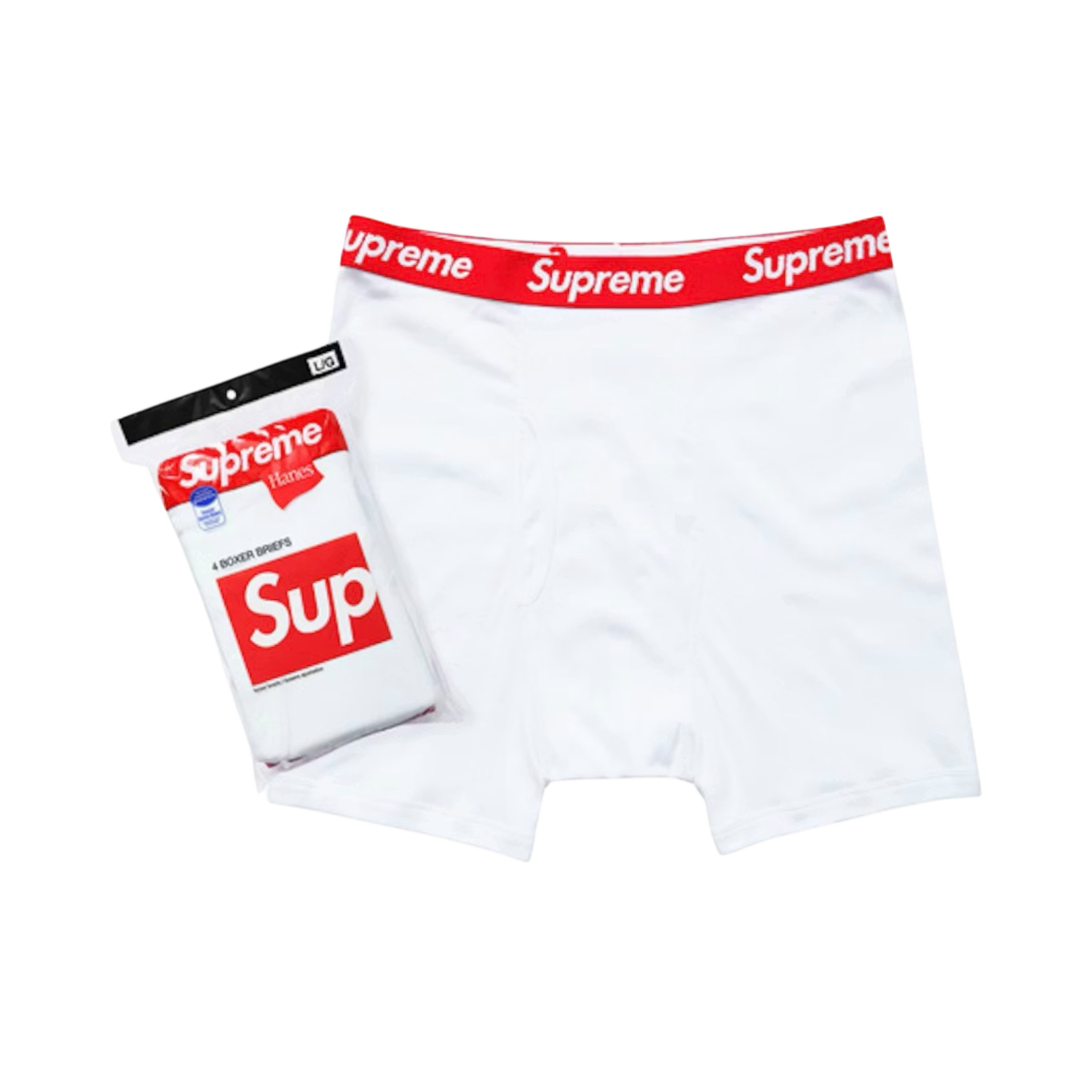 Supreme Hanes Boxer Briefs 4 Pack White, Size: S