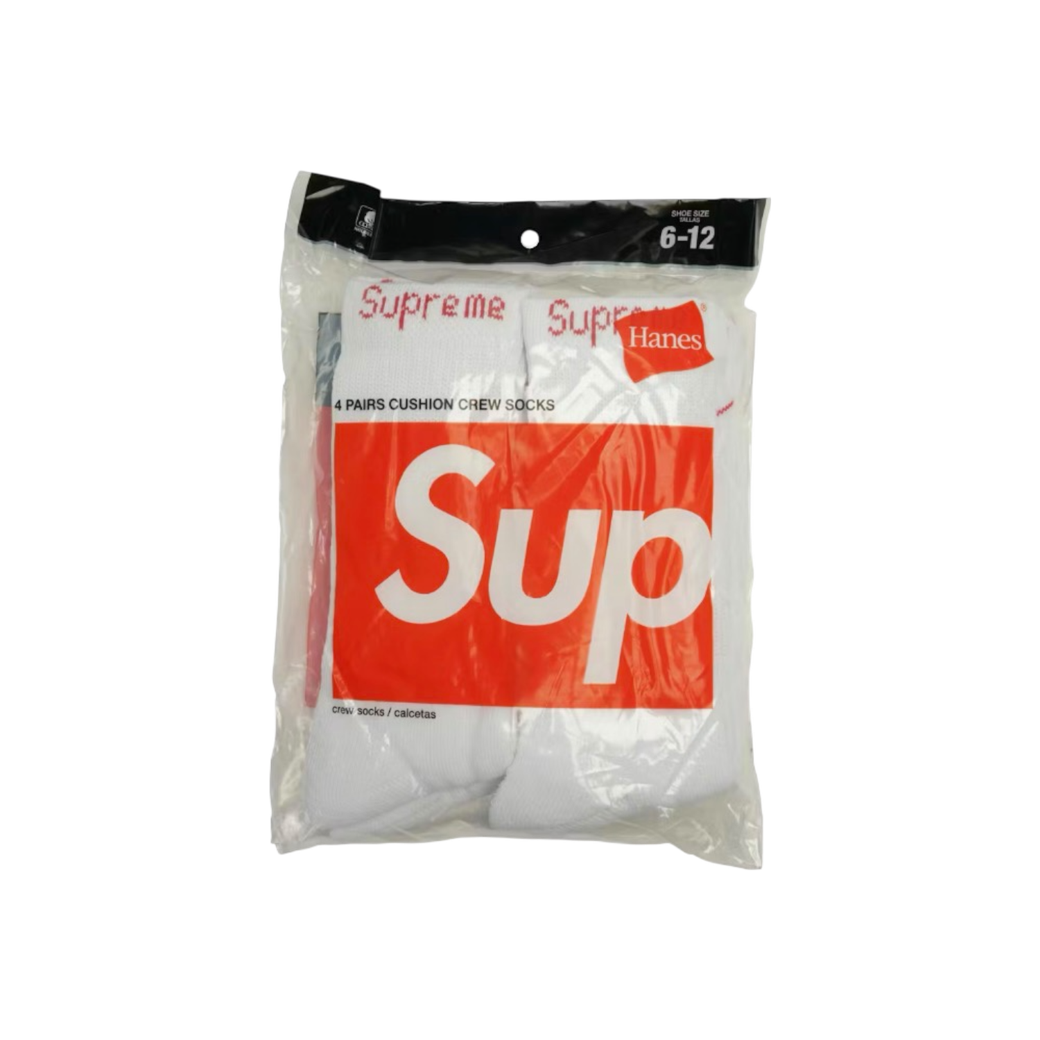 Supreme Hanes Crew Socks 4 Pack White