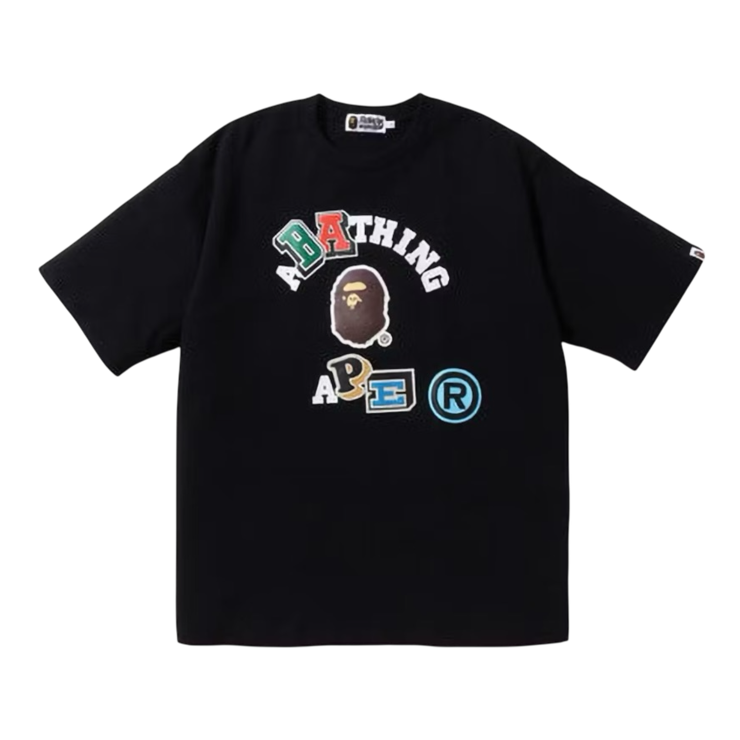 Bape Multi Fonts Relaxed Fit College Tee, Size: XL