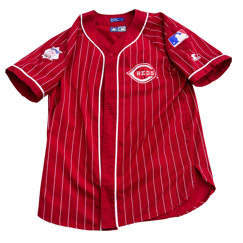 Vintage Starter Cincinnati Reds Pinstripe Baseball Jersey