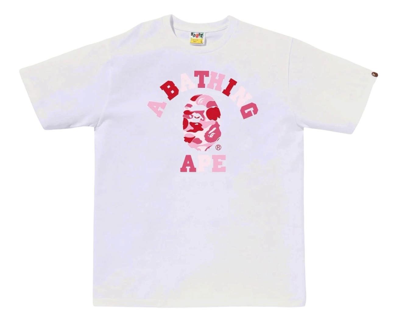BAPE ABC Camo College Tee White/Pink, Size: XL