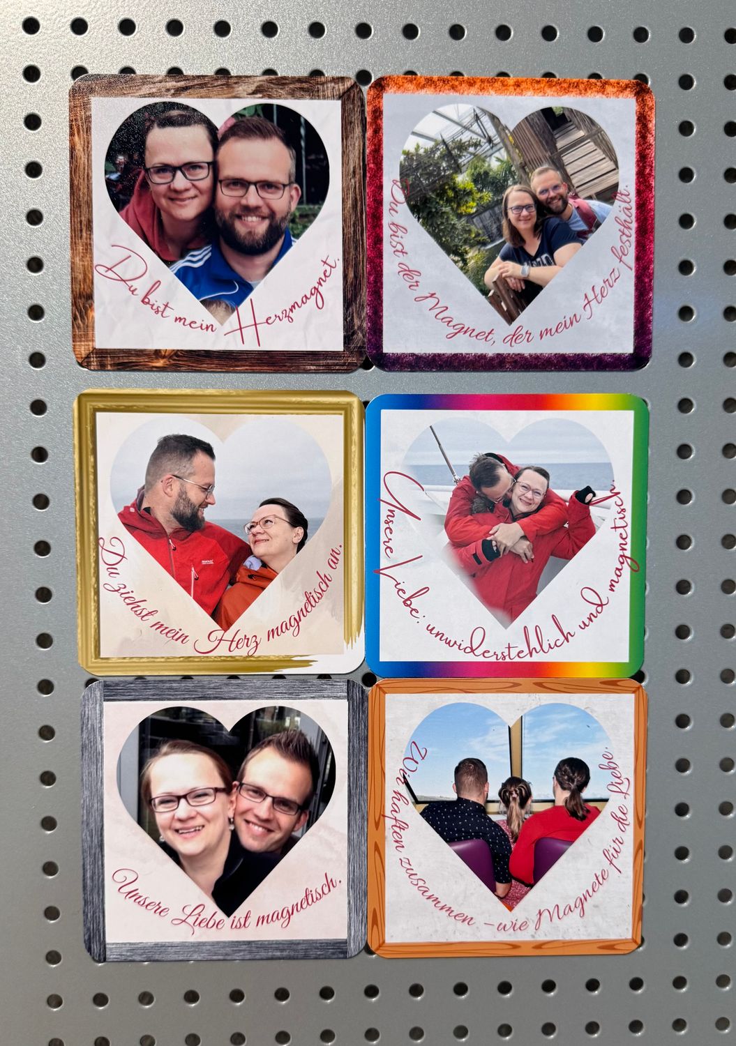 6 Flexi-Fotomagnete mit Herzmotiv 9,4 x 9,4 cm