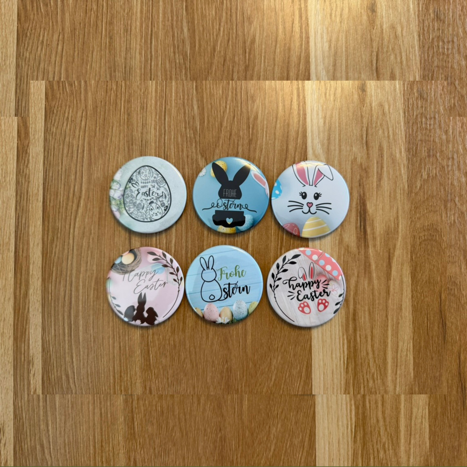 6 runde Magnete (59mm) mit Oster-Motiven