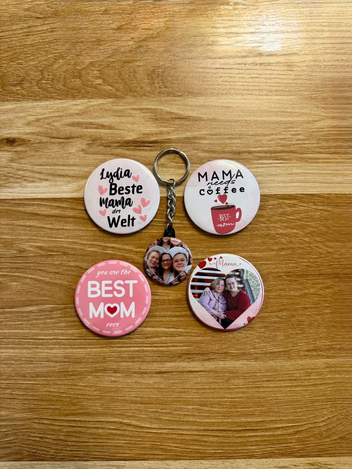 Magnet- &amp; Schlüsselanhänger-Set „Beste Mama“  (5 Teile)