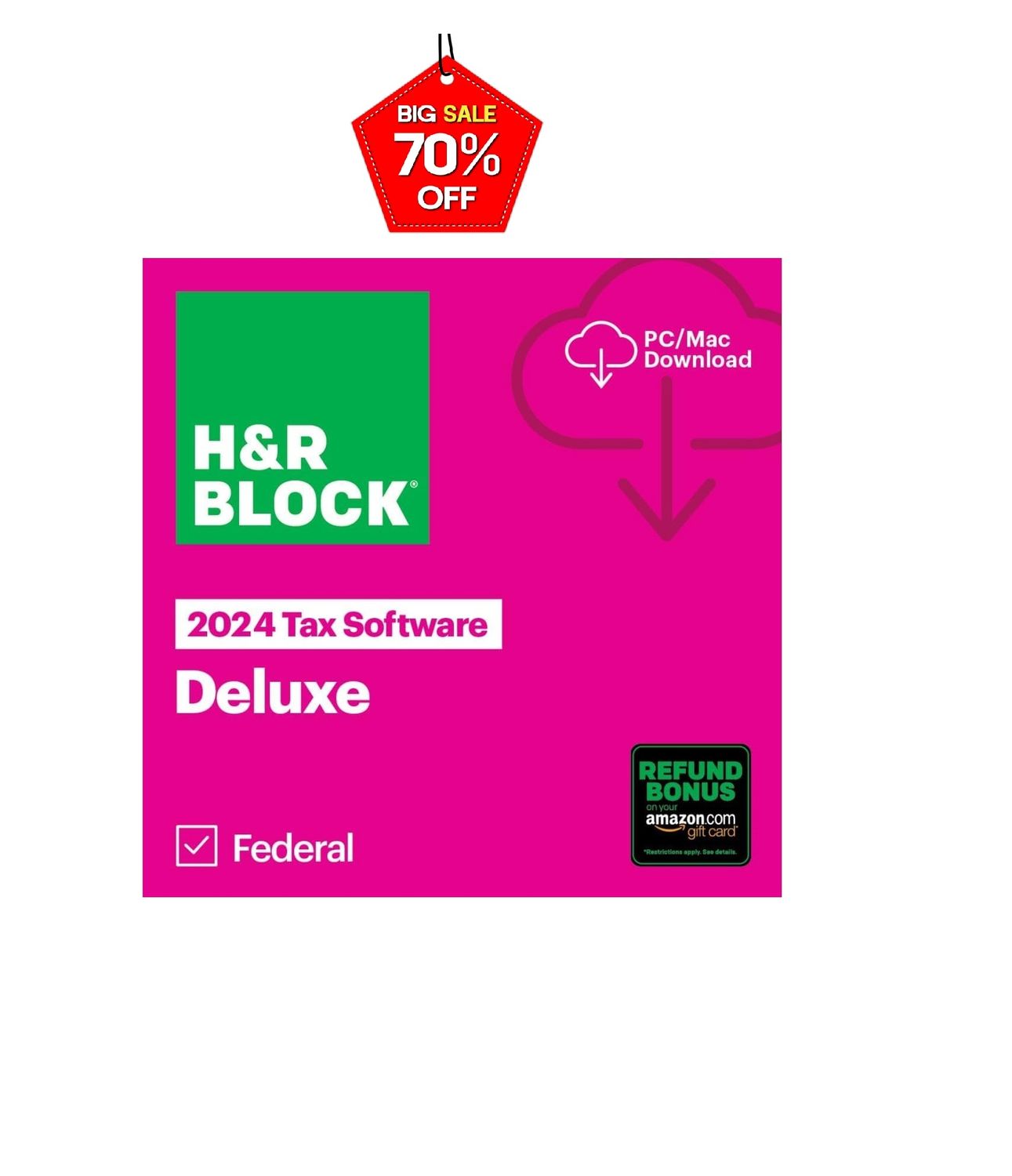 H&amp;R Block Tax Software Deluxe 2024 Win/Mac with Refund Bonus Offer (Amazon Exclusive)