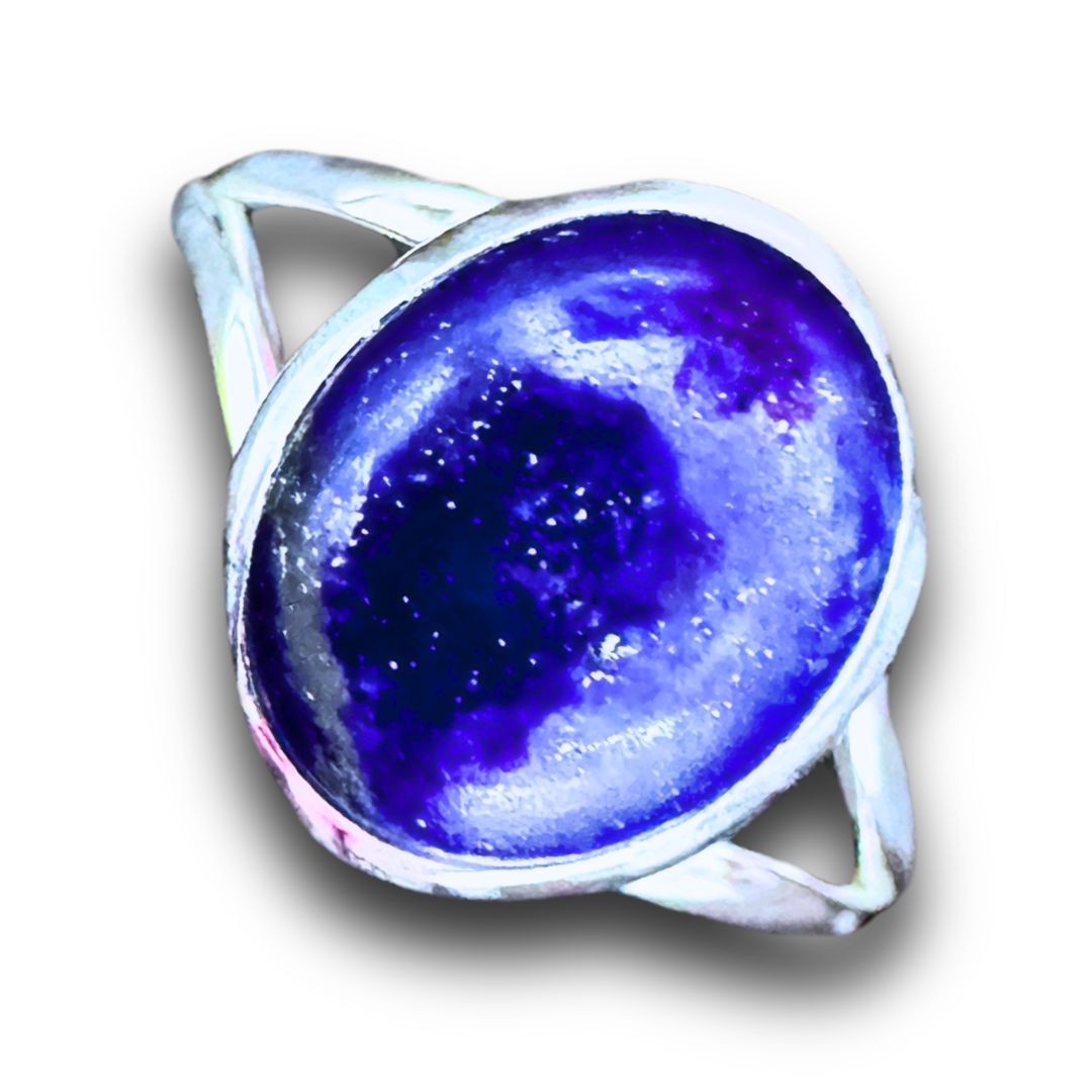 Lapis Lazuli Ring Sterling Silver 925, Style: Split Shank, Size: 9