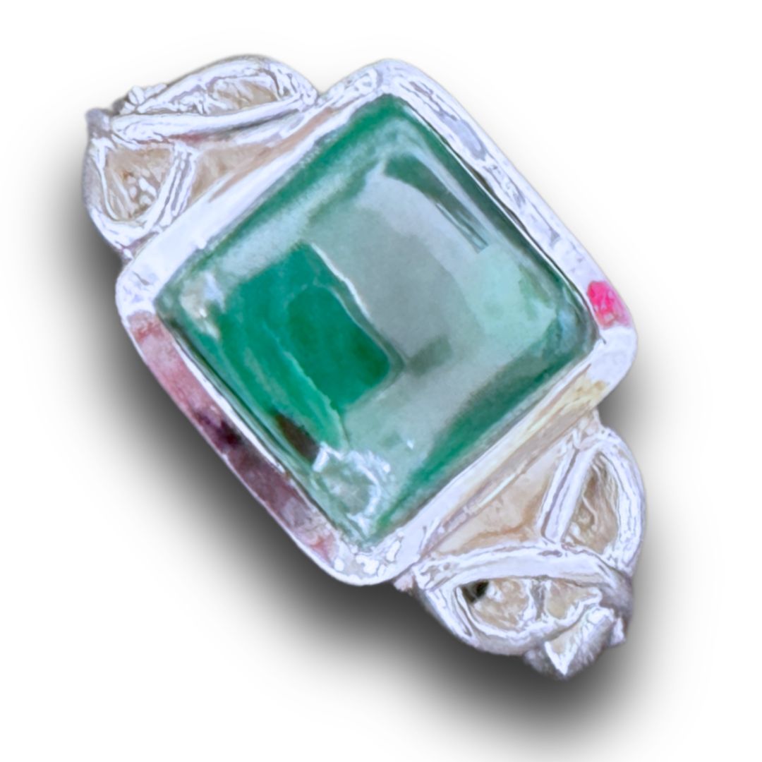 Malachite Ring Sterling Silver 925, Style: Trisquele, Size: 8