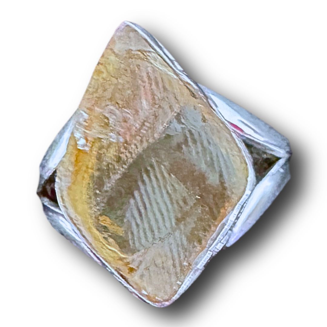 Citrine Rough Ring Sterling Silver 925, Style: Diamond, Size: 6