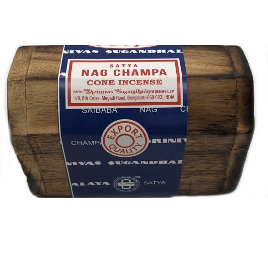 Natural Wooden Chest Cone Incense Holder, Scent: Nag Champa Satya