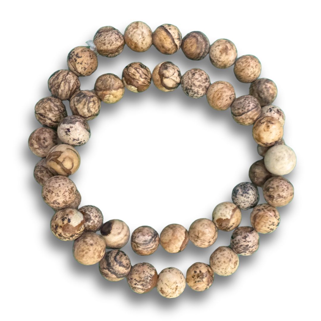 Picture Jasper Beaded Bracelet, Size: 6mm