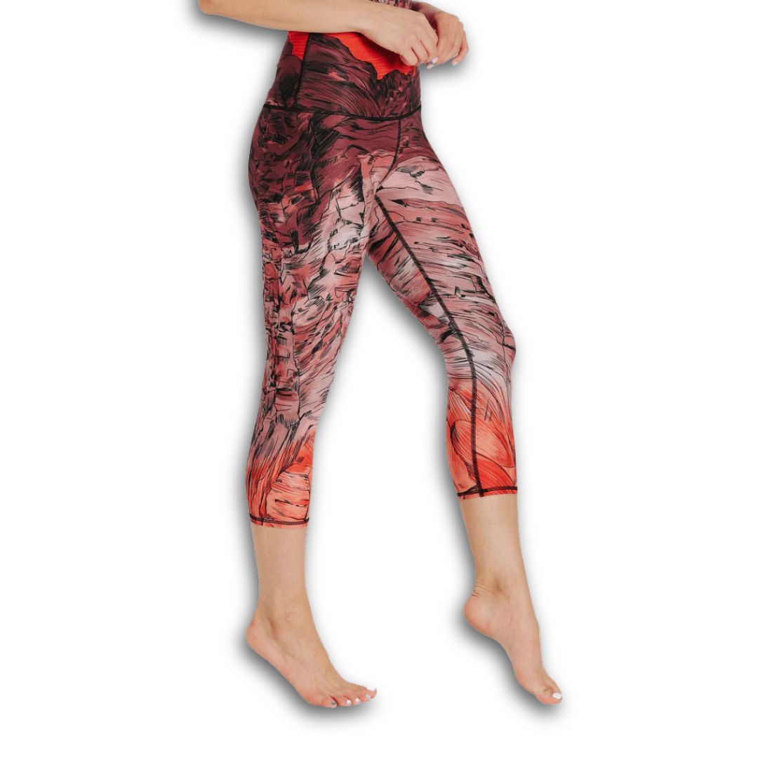 Printed Yoga Crops "Red Rocks", Size: Large