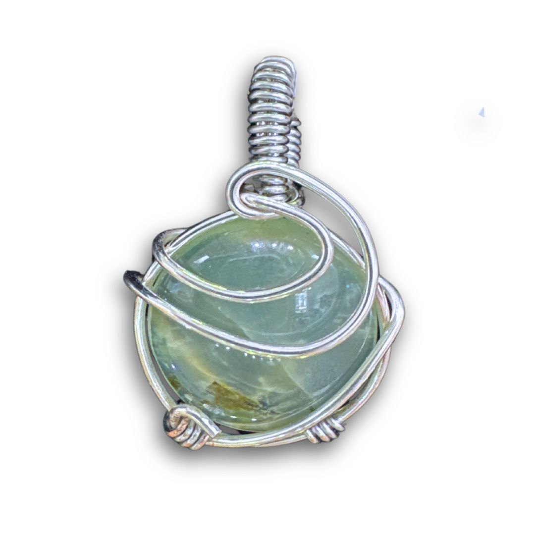 Prehnite Wire Wrapped Pendant