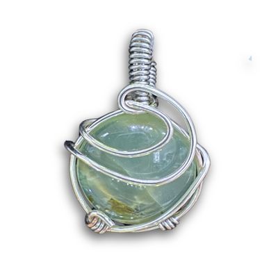 Prehnite Wire Wrapped Pendant