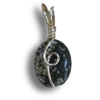 Wire Wrapped Ocean Jasper Pendant