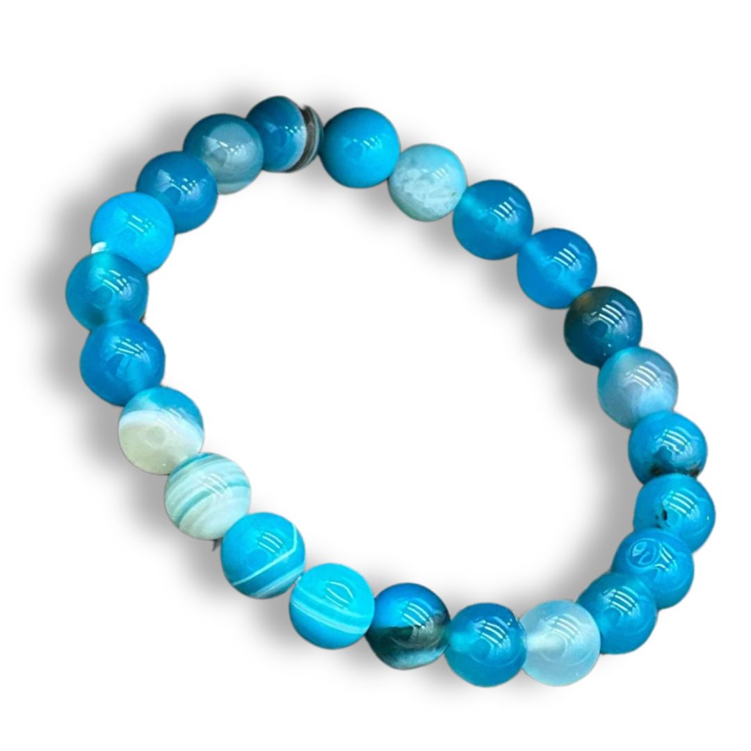 Blue Banded Agate Beaded Bracelet