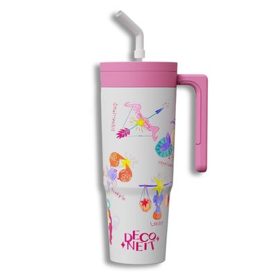 DecoNeit Tumbler w/Handle and Straw (40oz)