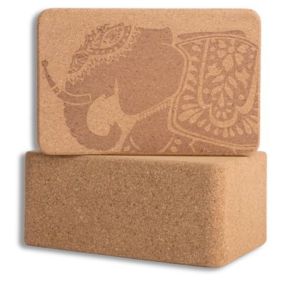 Cork Wood Yoga Block Elephant