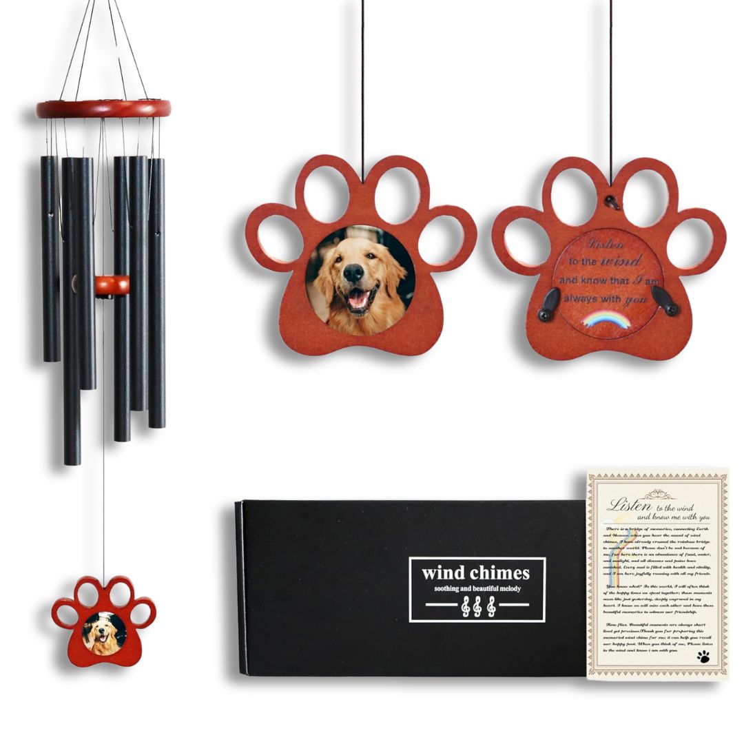 Paw Print Pine Wood and Aluminum Tube Wind Chime