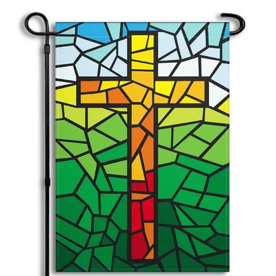 Stain Glass Cross Garden Flag (12"x18")