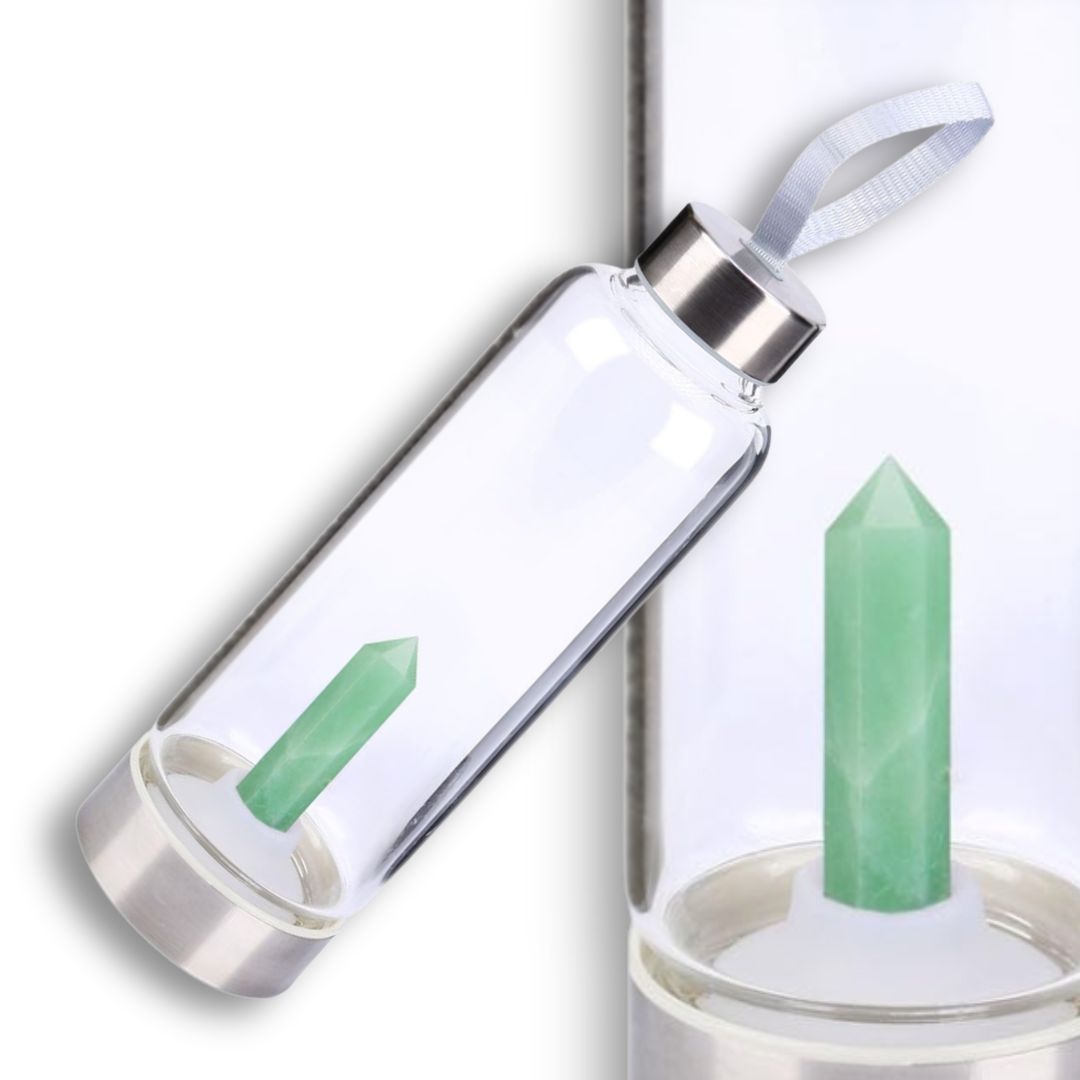 Glass Crystal Bottle with Aventurine