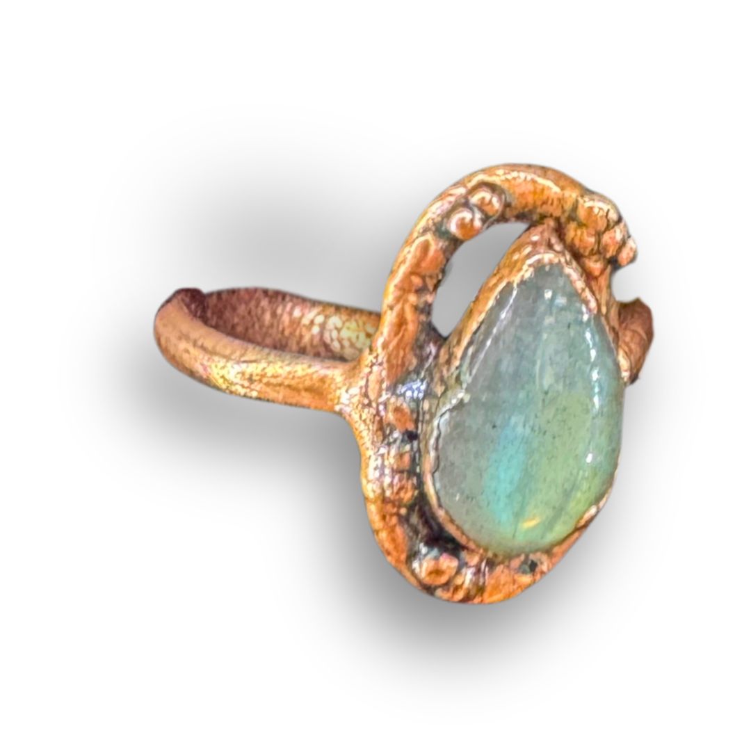 Electroformed Copper Ring Labradorite (7)"